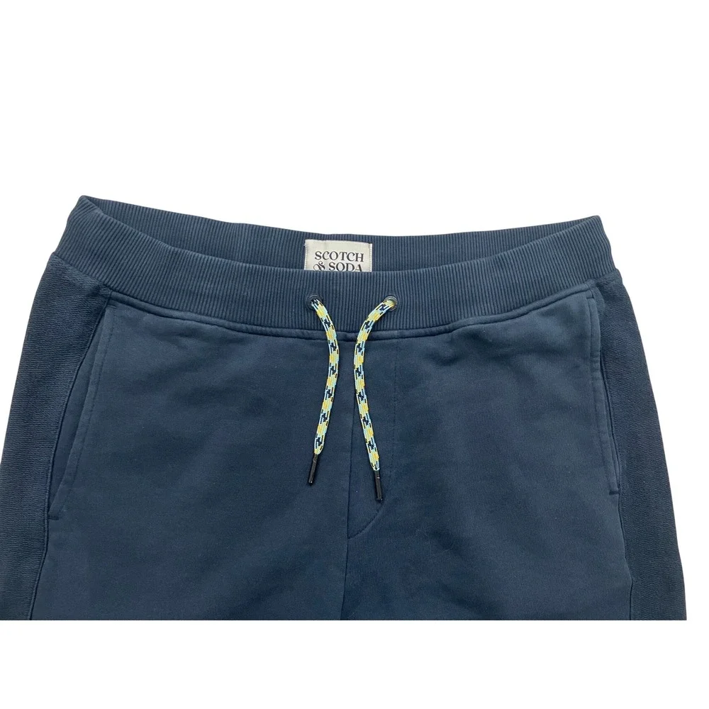 Scotch & Soda Amsterdam Men Navy Blue French Terry Jogger Sweatpants Side Stripe